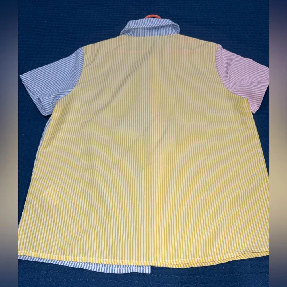 SHEIN Boys Striped Colorblock Button-Up Shirt size 9Y GOOD CONDITION